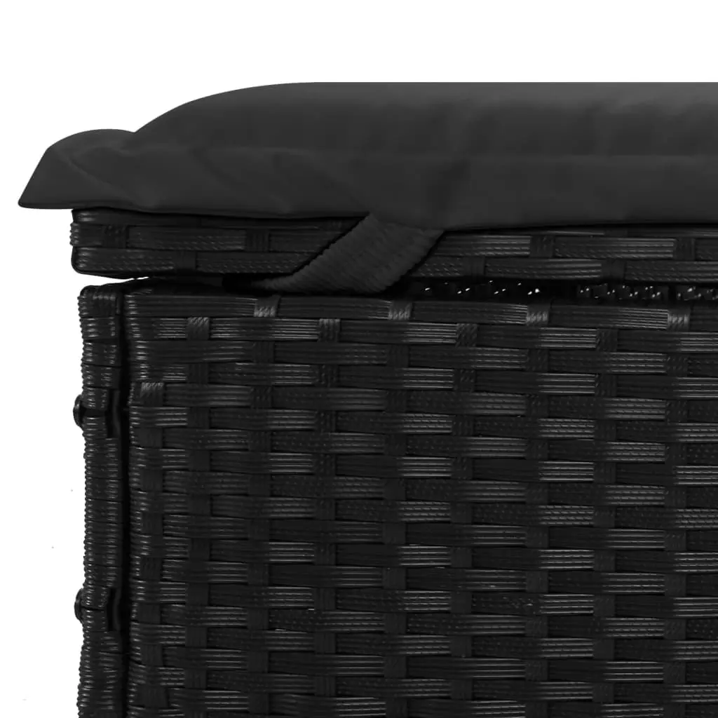 Sun Loungers 2 pcs with Table Black Poly Rattan Outdoor Seating Adjustable