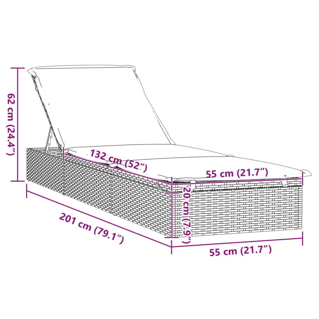 Sun Loungers 2 pcs with Table Black Poly Rattan Outdoor Seating Adjustable