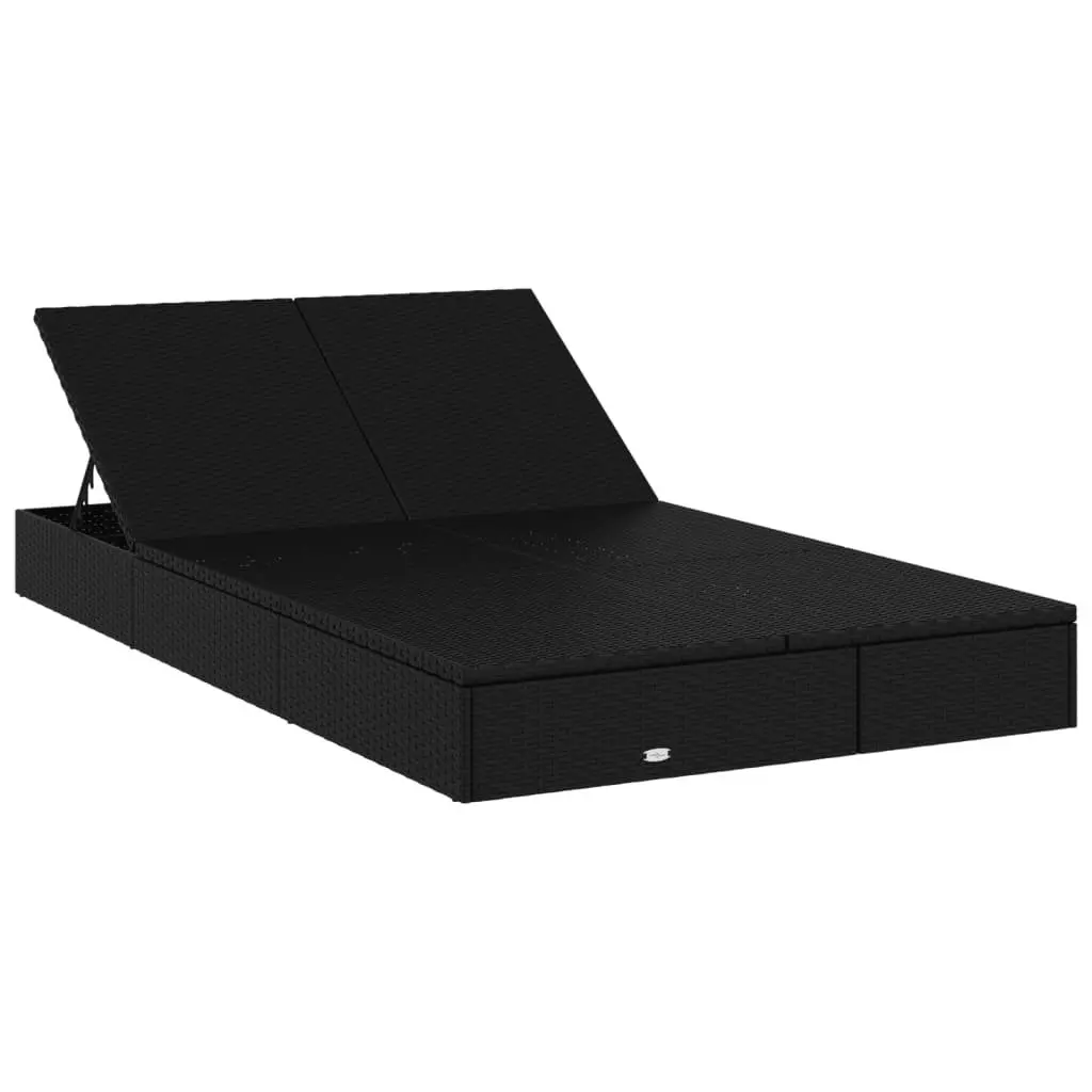 2-Person Sun Lounger Daybed with Cushions Outdoor Garden Rattan Seating Black