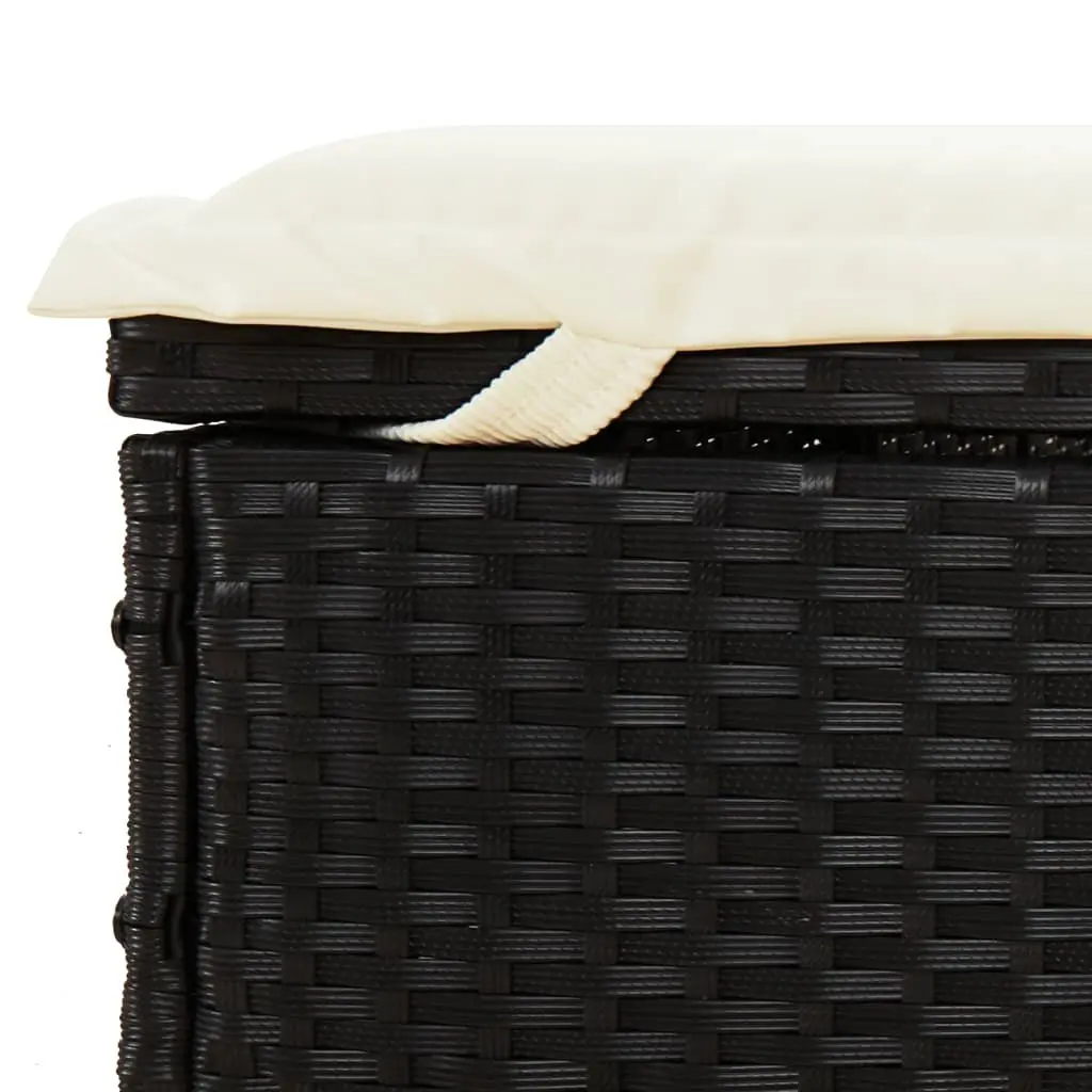 2-Person Sun Lounger Daybed with Cushions Outdoor Garden Rattan Seating Black