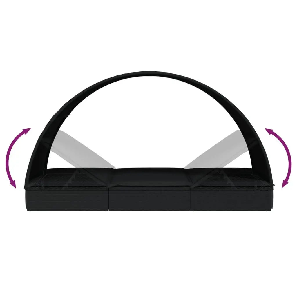 2-Person Sunbed with Round Roof for Outdoor Use