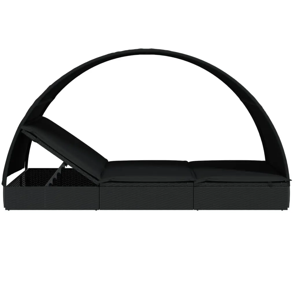 2-Person Sunbed with Round Roof for Outdoor Use