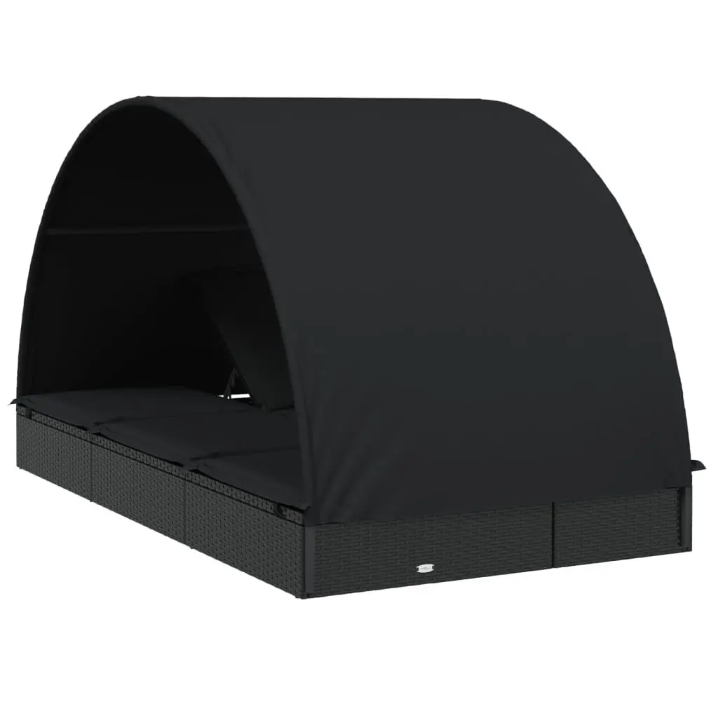 2-Person Sunbed with Round Roof for Outdoor Use
