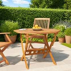 Compact Folding Garden Table in Brown Acacia Wood