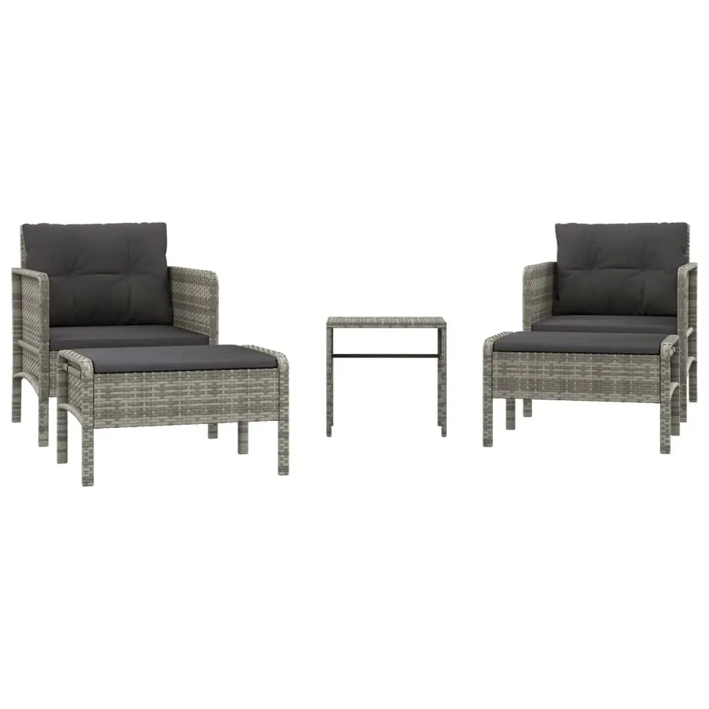5 Piece Garden Lounge Set Grey Outdoor Furniture with Cushions and Coffee Table
