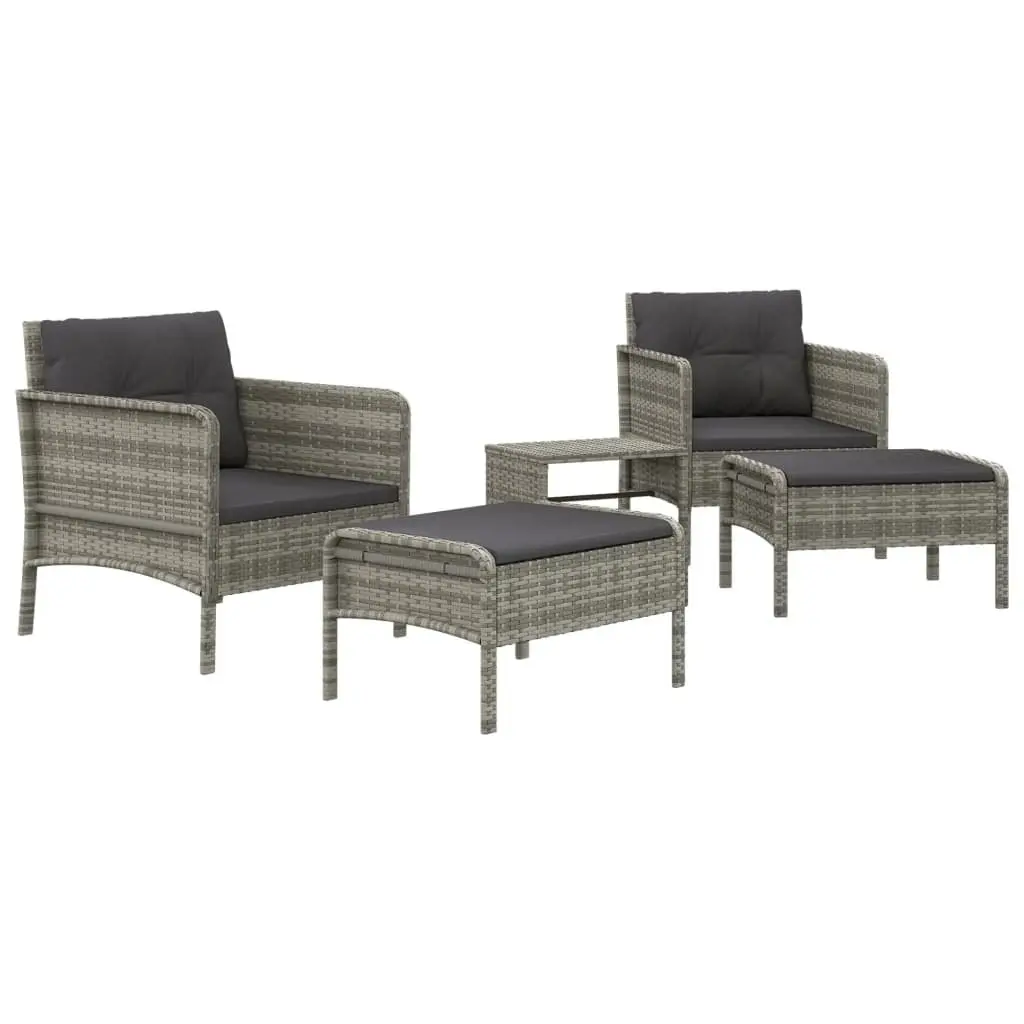 5 Piece Garden Lounge Set Grey Outdoor Furniture with Cushions and Coffee Table