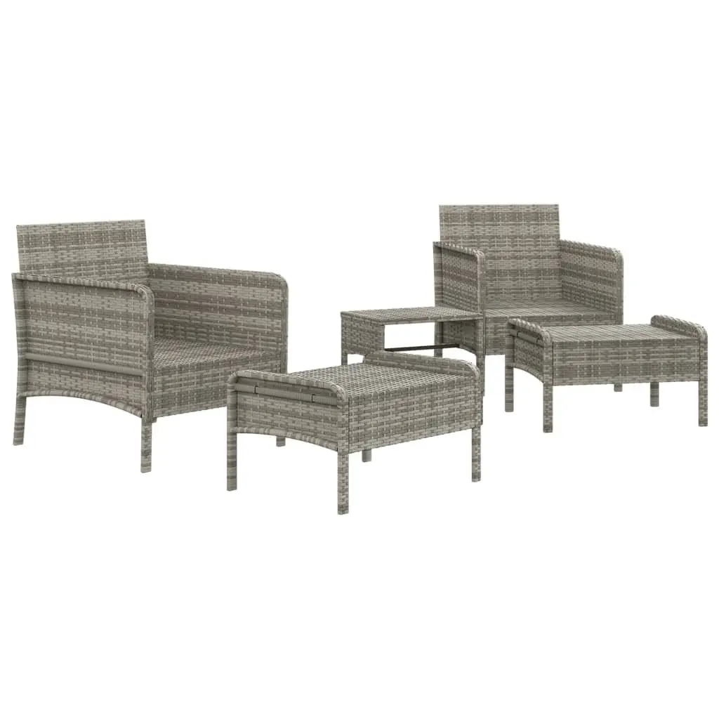 5 Piece Garden Lounge Set Grey Outdoor Furniture with Cushions and Coffee Table