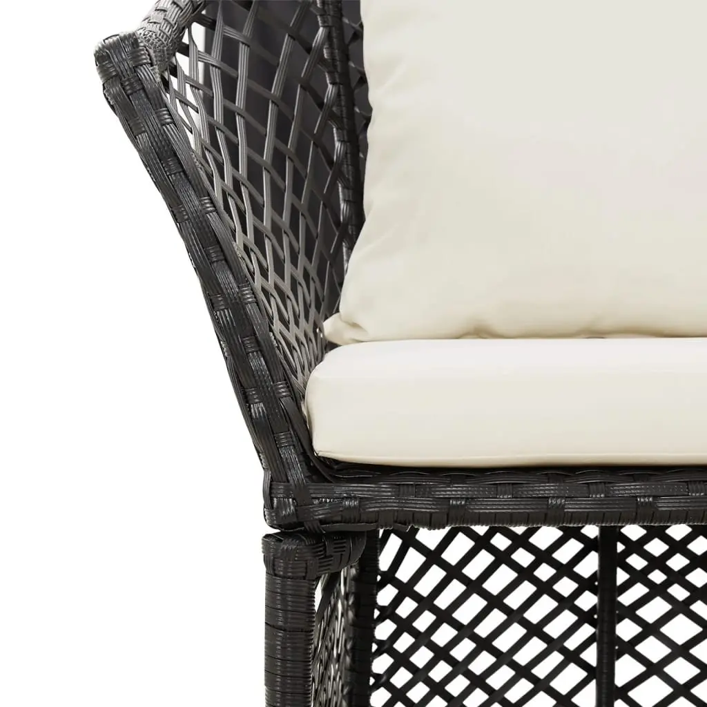 2 Piece Garden Lounge Set Outdoor Furniture Black Poly Rattan with Cushions