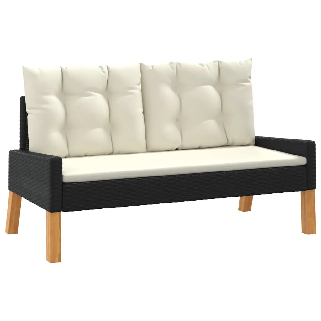 Garden Lounge Set 4 Piece Outdoor Furniture Poly Rattan Black with Cushions