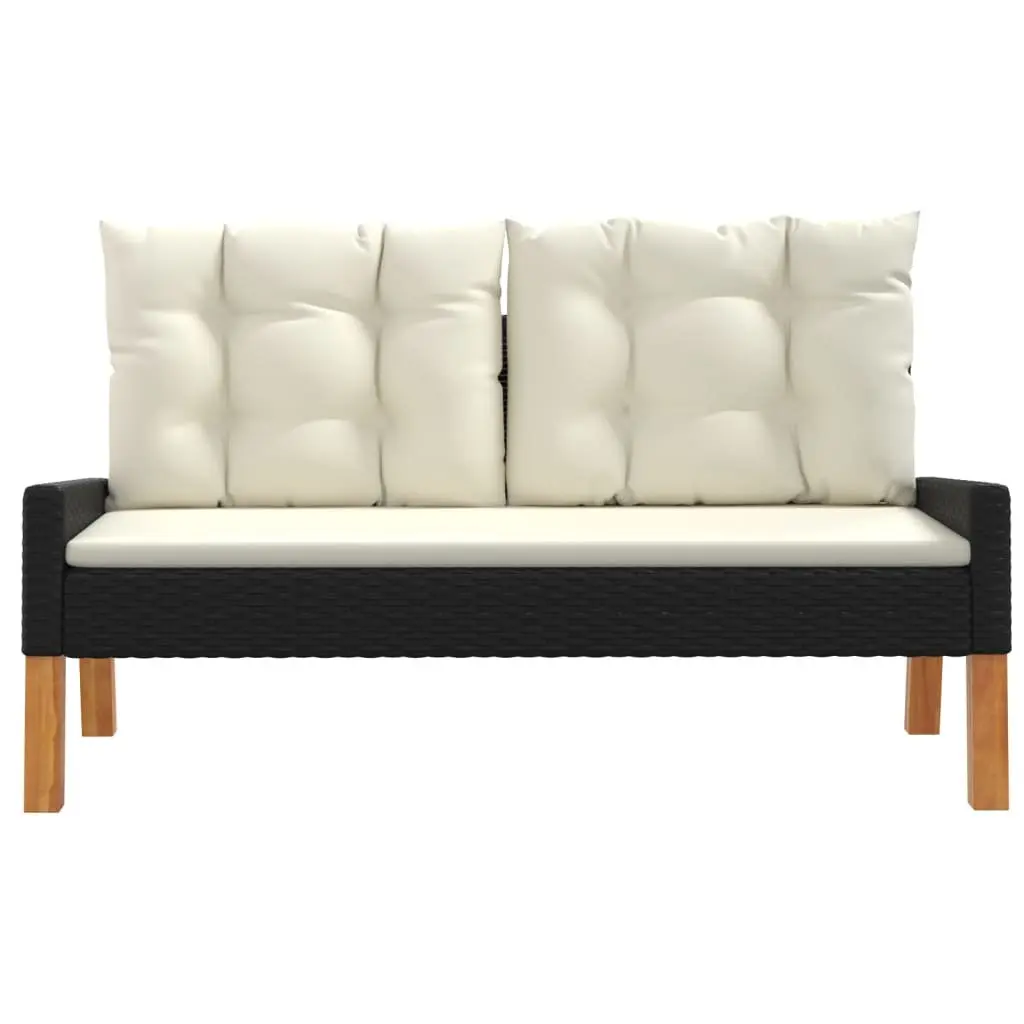Garden Lounge Set 4 Piece Outdoor Furniture Poly Rattan Black with Cushions
