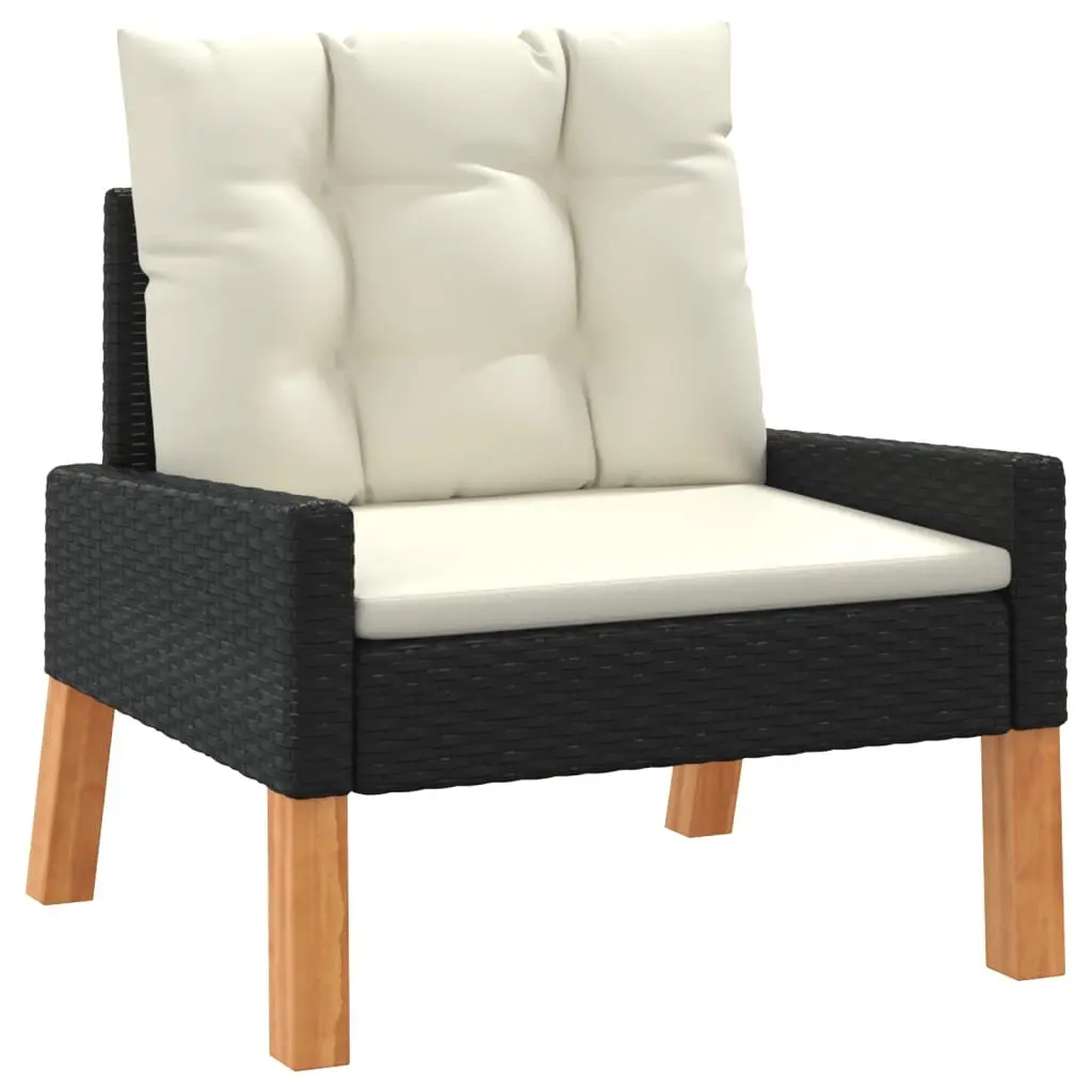 Garden Lounge Set 4 Piece Outdoor Furniture Poly Rattan Black with Cushions