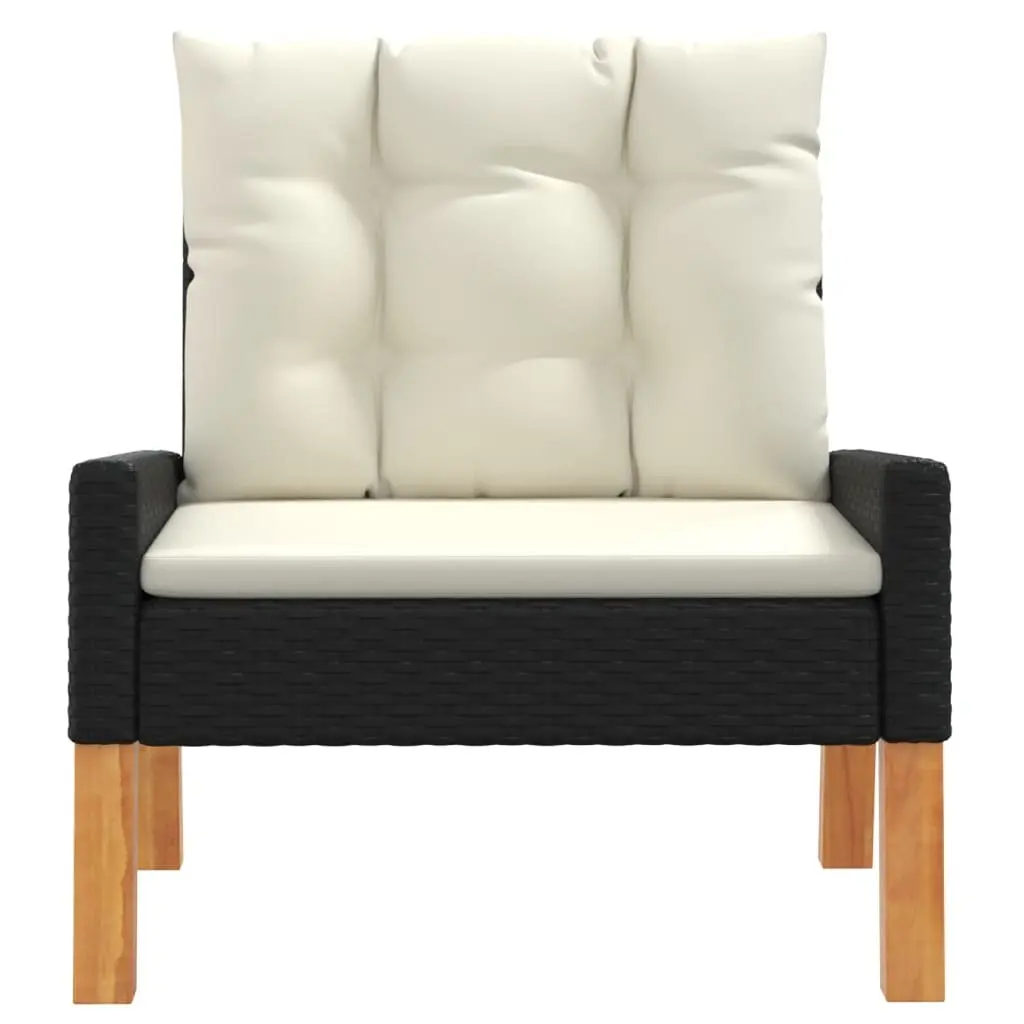Garden Lounge Set 4 Piece Outdoor Furniture Poly Rattan Black with Cushions