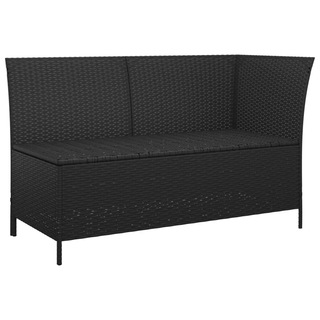 4 Piece Garden Lounge Set Black Poly Rattan Cushions