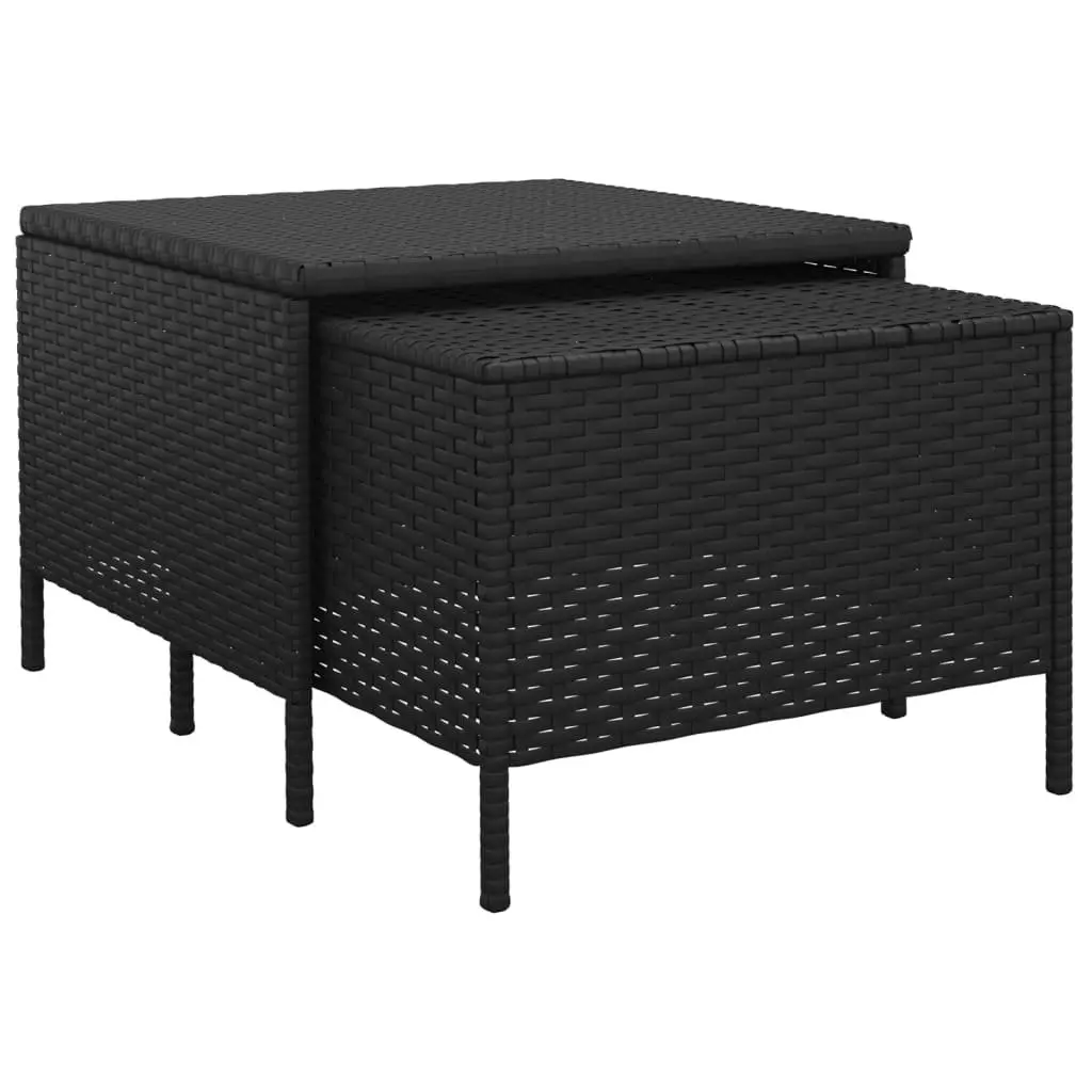 4 Piece Garden Lounge Set Black Poly Rattan Cushions
