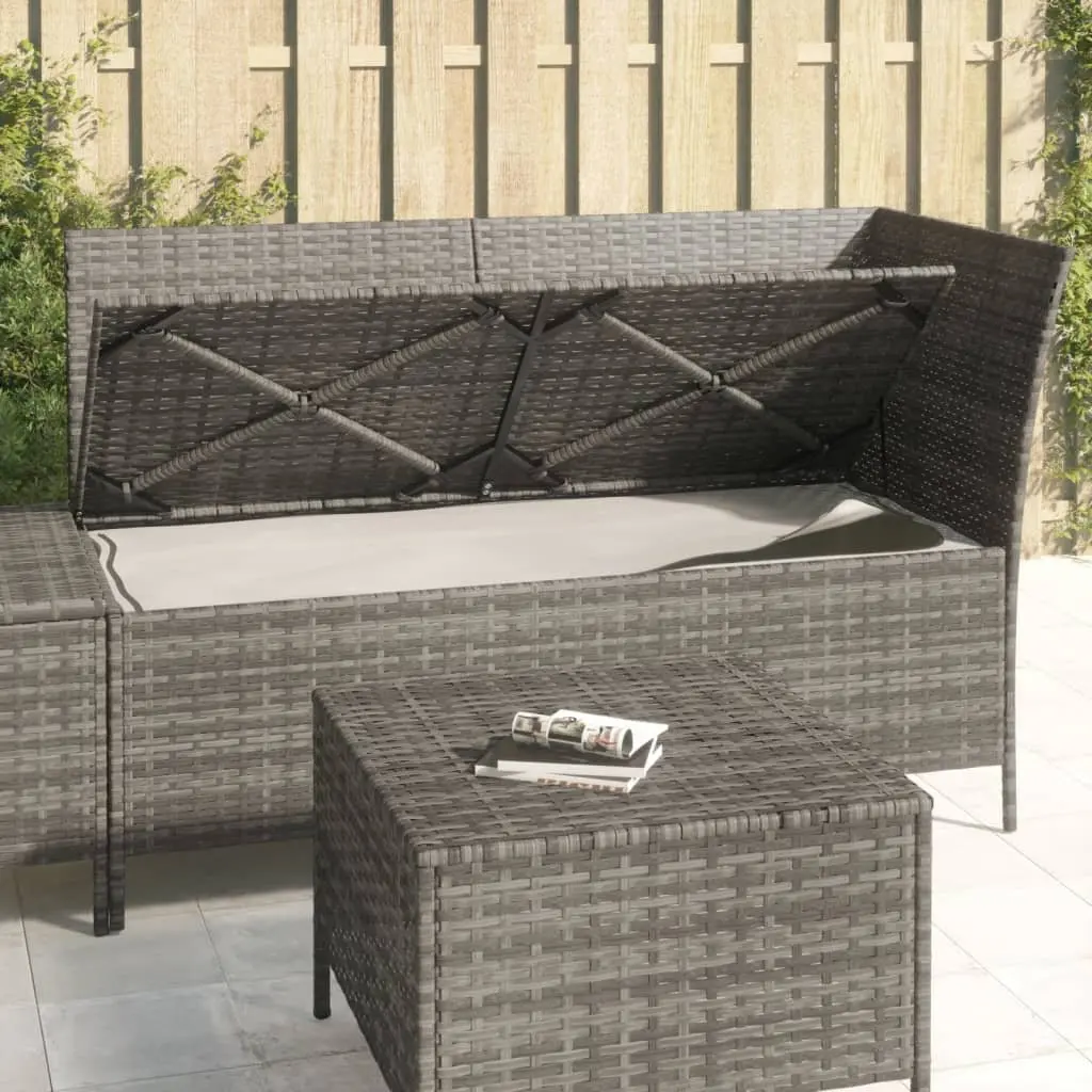 Garden Lounge Set Grey 3 Piece Poly Rattan Outdoor Furniture with Cushions