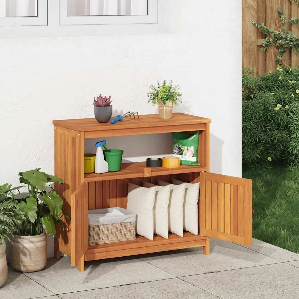 Garden Console Table 80x35x75cm Solid Acacia Wood Outdoor Storage Furniture
