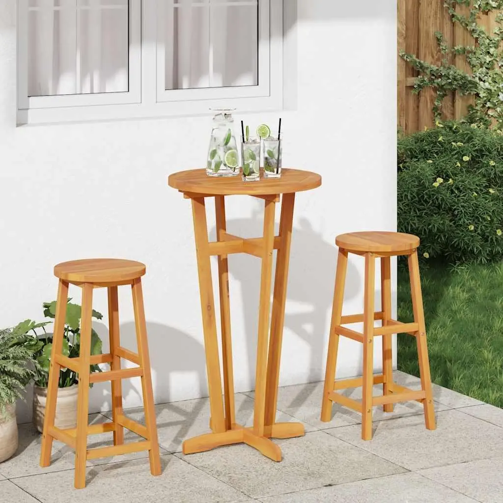 Garden Bar Table Brown Ø60x105cm Solid Wood High Top Bistro Furniture