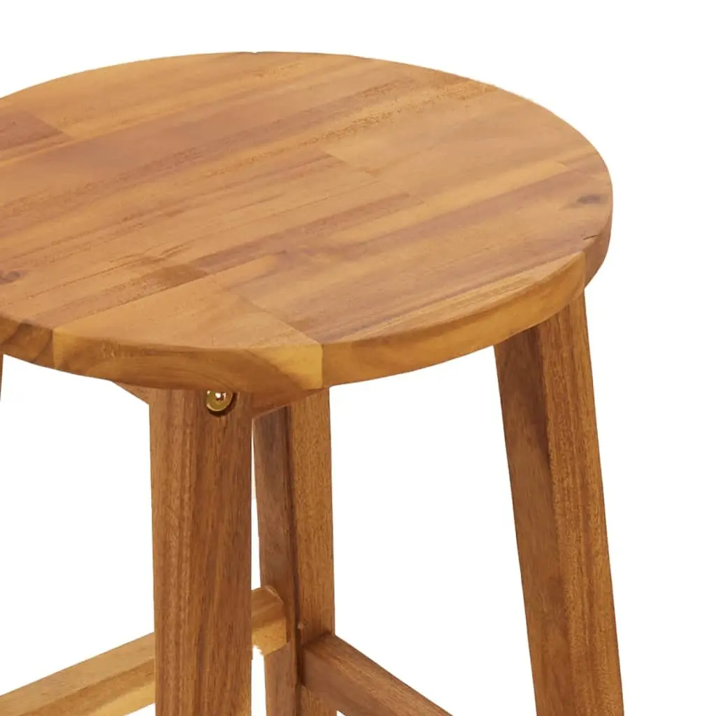 3 Piece Bar Set Brown Solid Acacia Wood Bistro Table Chairs Indoor Outdoor