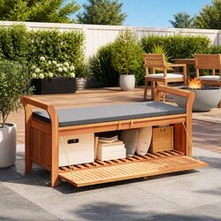 Stylish Garden Storage Bench with Cushion Included