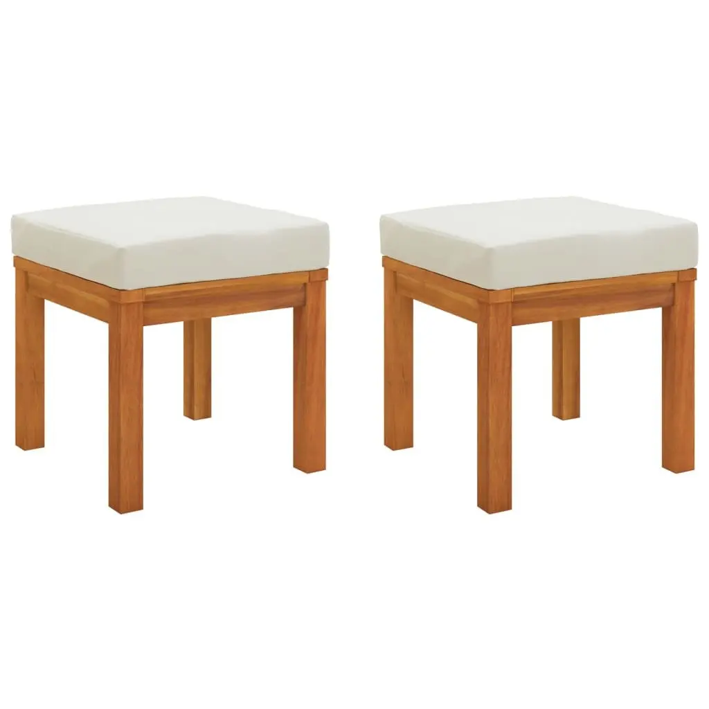 Outdoor Dining Set Cream 3 Piece Wooden Table Chairs with Cushions