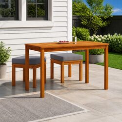 Garden Dining Set 3 Piece Outdoor Furniture with Cushions Acacia Wood Grey