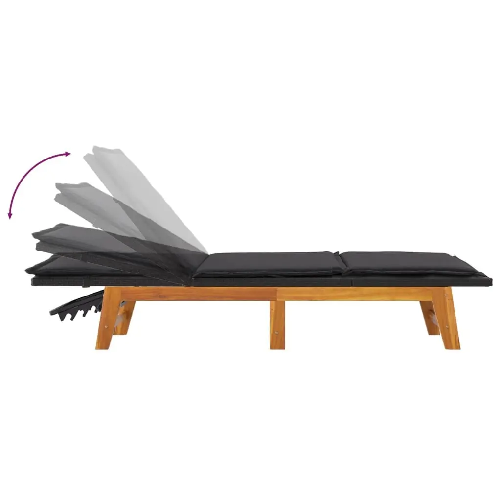 Sun Loungers 2 pcs Outdoor Garden Patio Reclining Chairs with Cushions Black