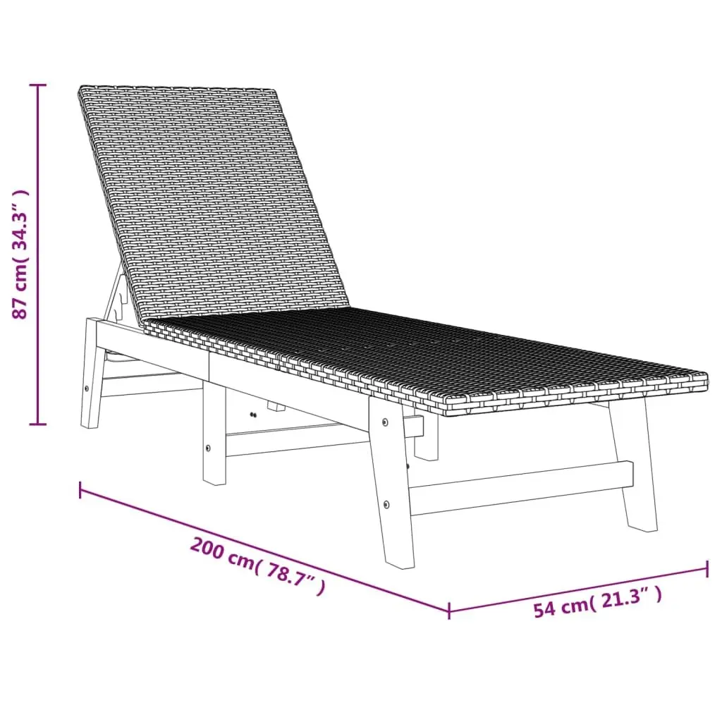 Sun Loungers 2 pcs Outdoor Garden Patio Reclining Chairs with Cushions Black