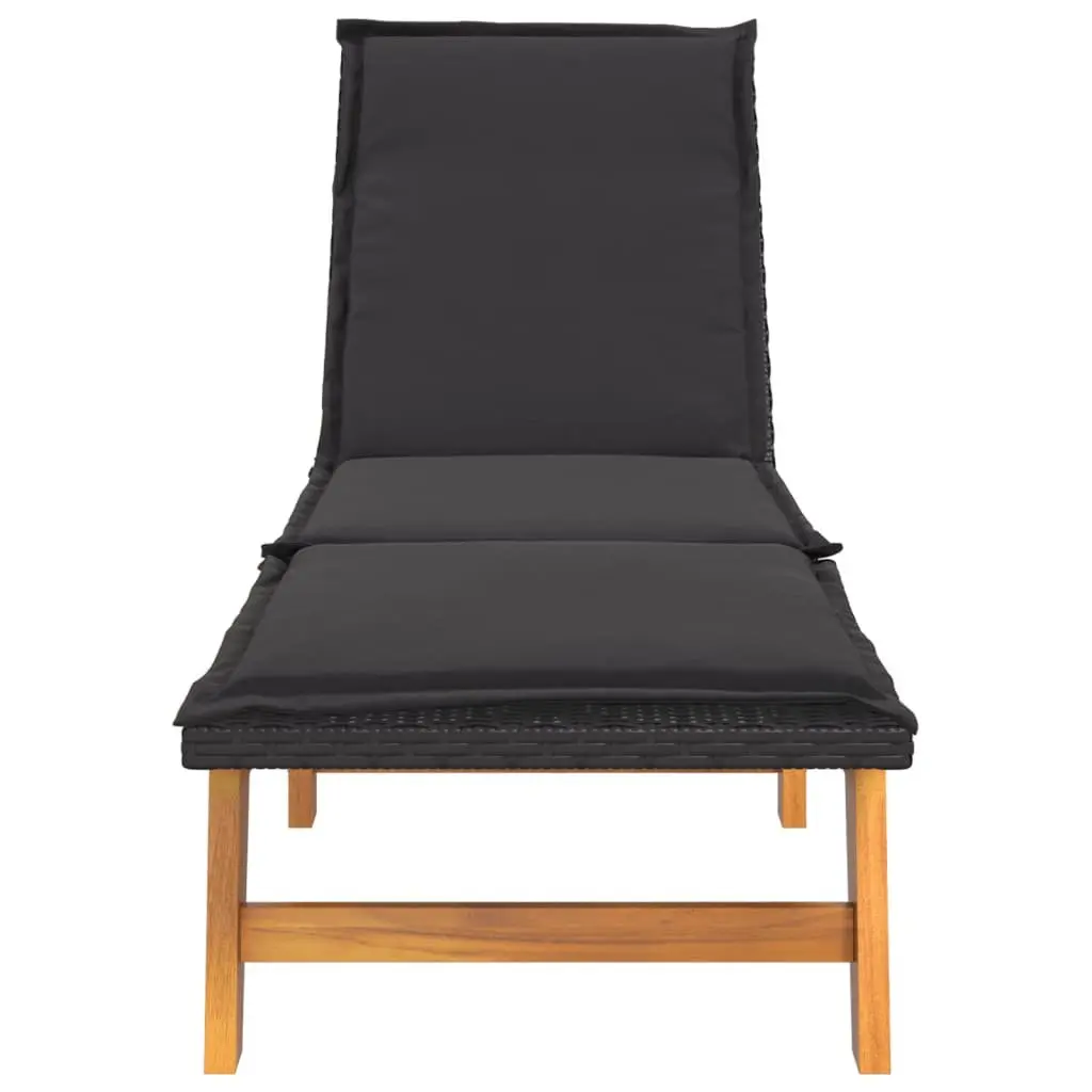 Sun Loungers 2 pcs Outdoor Garden Patio Reclining Chairs with Cushions Black