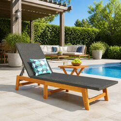 Black Sun Lounger and Table: Simple Yet Effective