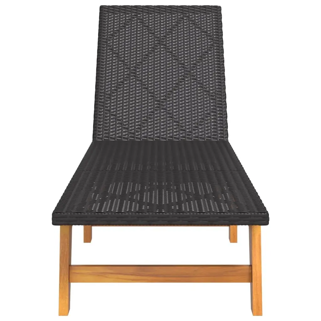 Sun Lounger with Side Table Outdoor Garden Patio Reclining Chair Black