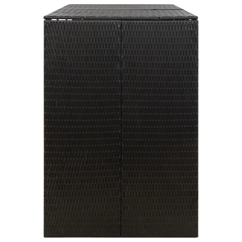 Triple Wheelie Bin Shed Black Poly Rattan Outdoor Storage Box with Hinged Lid and Lockable Front Doors