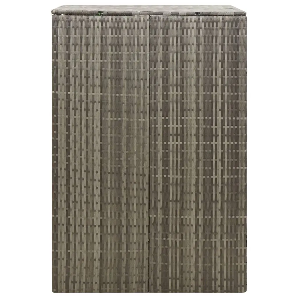 Single Wheelie Bin Shed Grey 70x80x117cm Poly Rattan Outdoor Storage with Hinged Lid and Lockable Front Doors