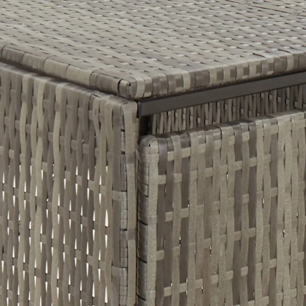 Double Wheelie Bin Shed Grey Outdoor Storage Durable Poly Rattan Hinged Lid