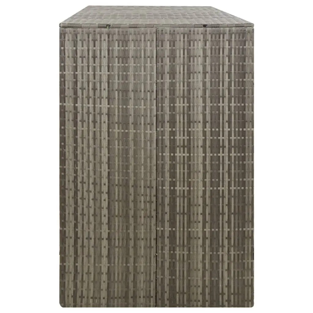Triple Wheelie Bin Shed Grey Poly Rattan Outdoor Storage Enclosure