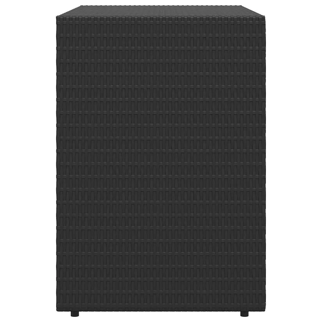 Garden Storage Cabinet Black Poly Rattan Waterproof Tool Chest Outdoor 100 x 55.5 x 80 cm