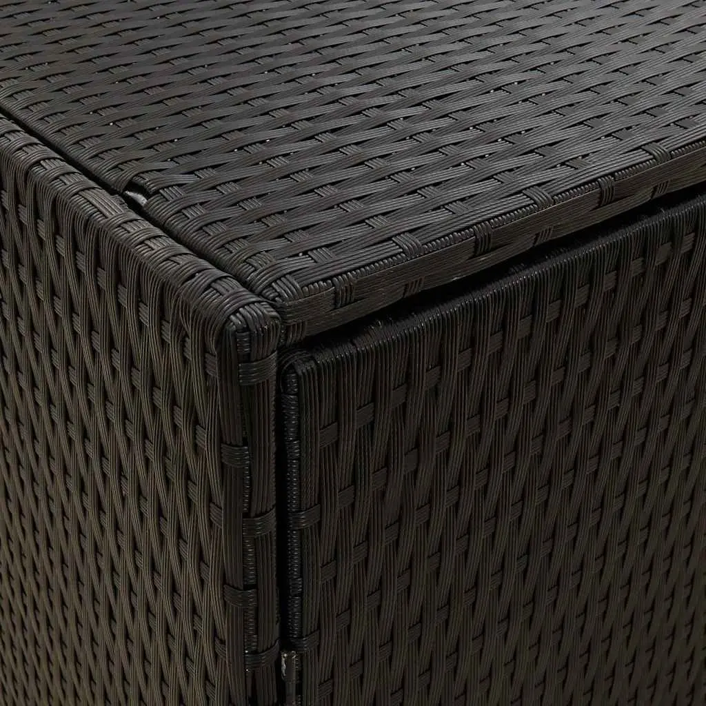 Garden Storage Cabinet Black Poly Rattan Waterproof Tool Chest Outdoor 100 x 55.5 x 80 cm