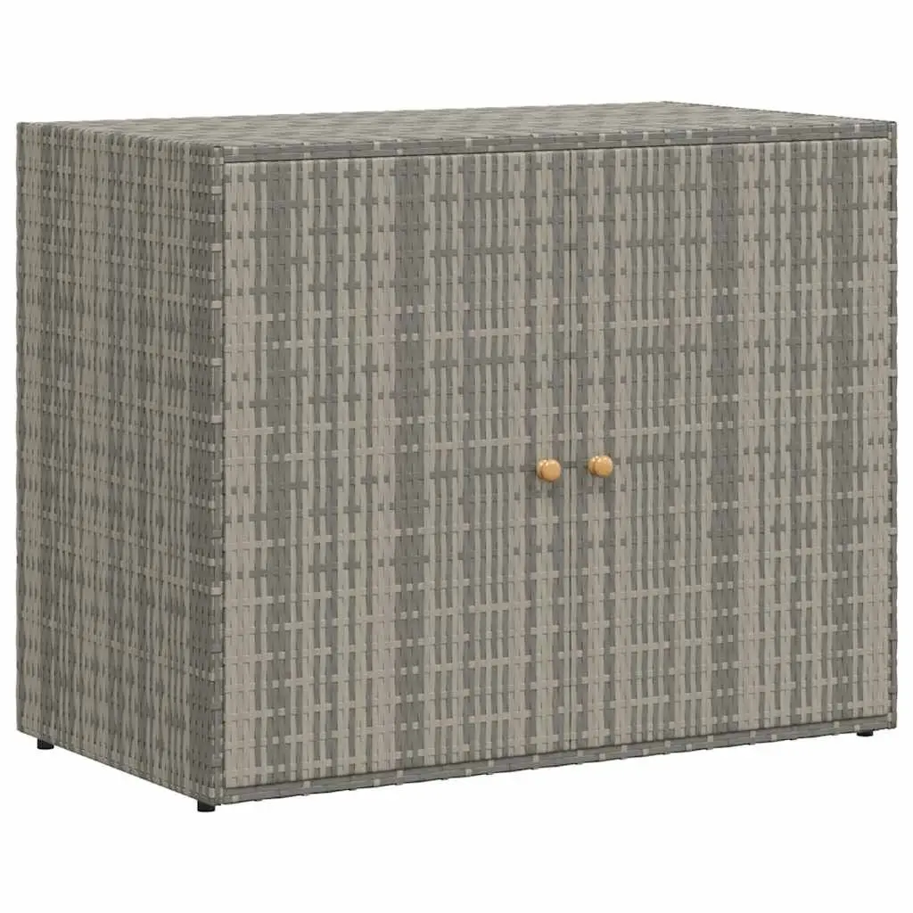 Garden Storage Cabinet Grey 100x55.5x80cm Outdoor Poly Rattan Construction Weather Resistant Tool Chest