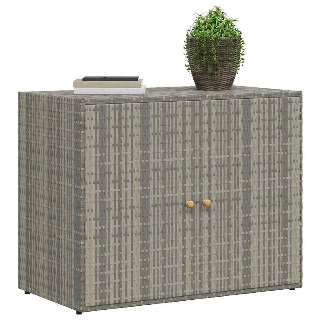 Garden Storage Cabinet Grey 100x55.5x80cm Outdoor Poly Rattan Construction Weather Resistant Tool Chest