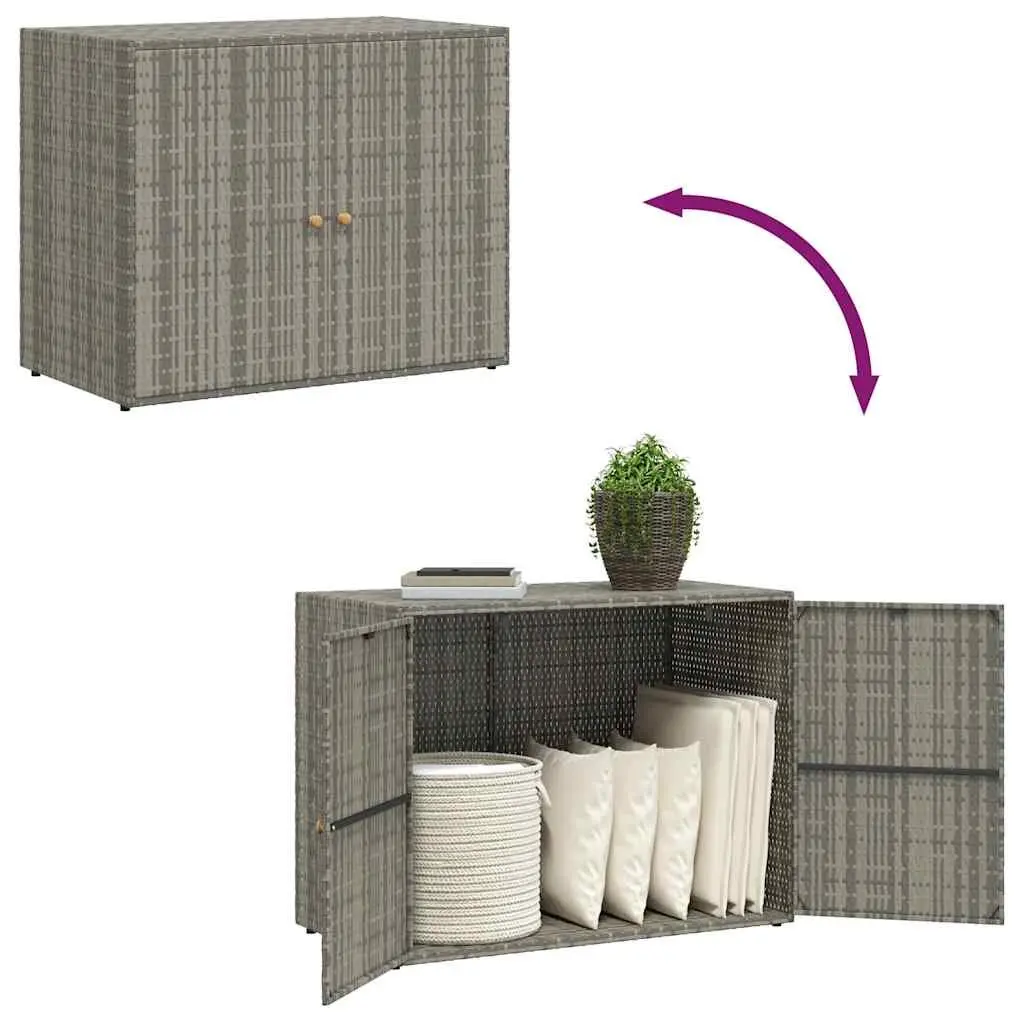 Garden Storage Cabinet Grey 100x55.5x80cm Outdoor Poly Rattan Construction Weather Resistant Tool Chest