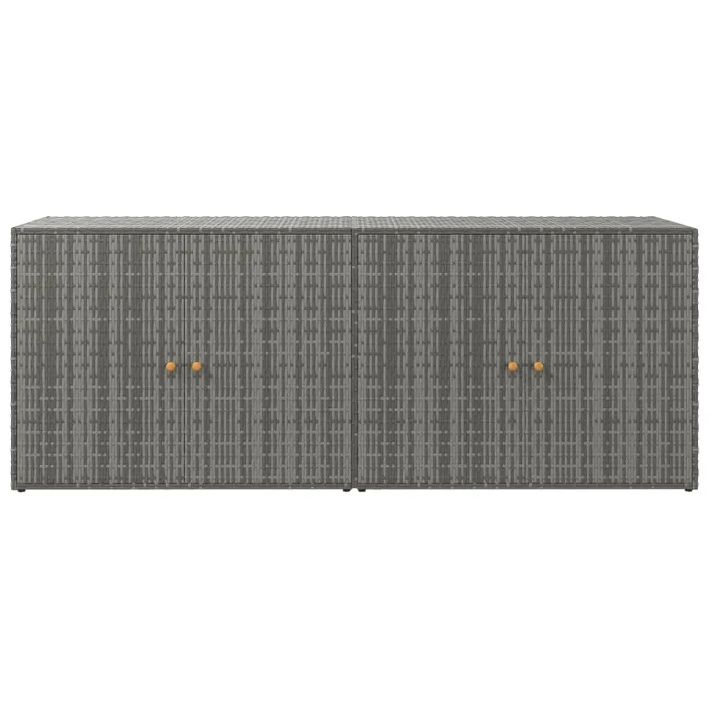 Garden Storage Cabinet Grey Poly Rattan Weatherproof Tool Chest