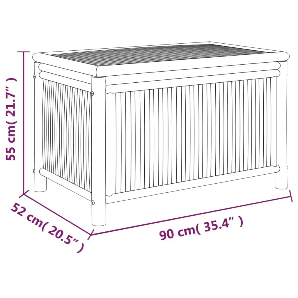Garden Storage Box 90x52x55cm Bamboo Outdoor Bench Deck Chest Brown