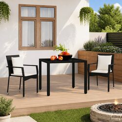 Compact and Durable Black Garden Chairs Set of 2