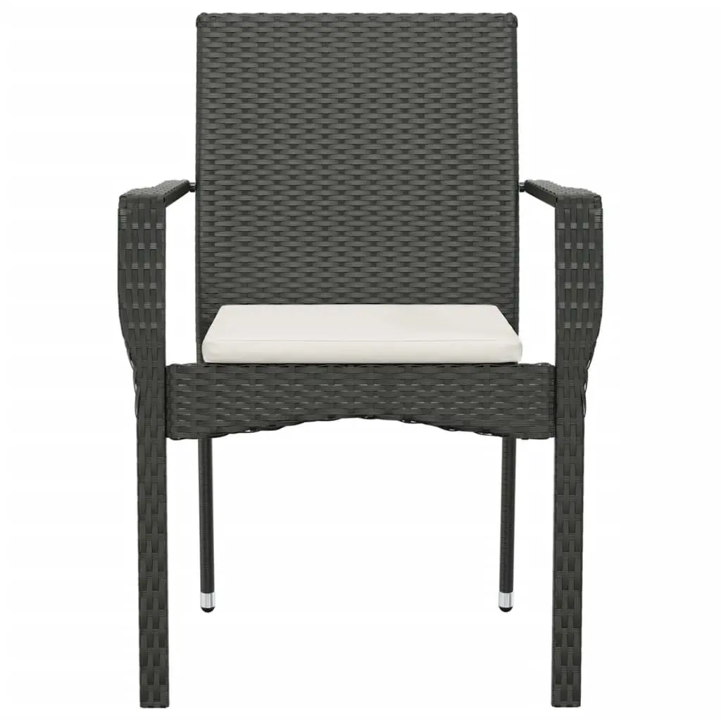 Outdoor Garden Chairs Black 2 Piece Poly Rattan with Cushions Patio Seating Set
