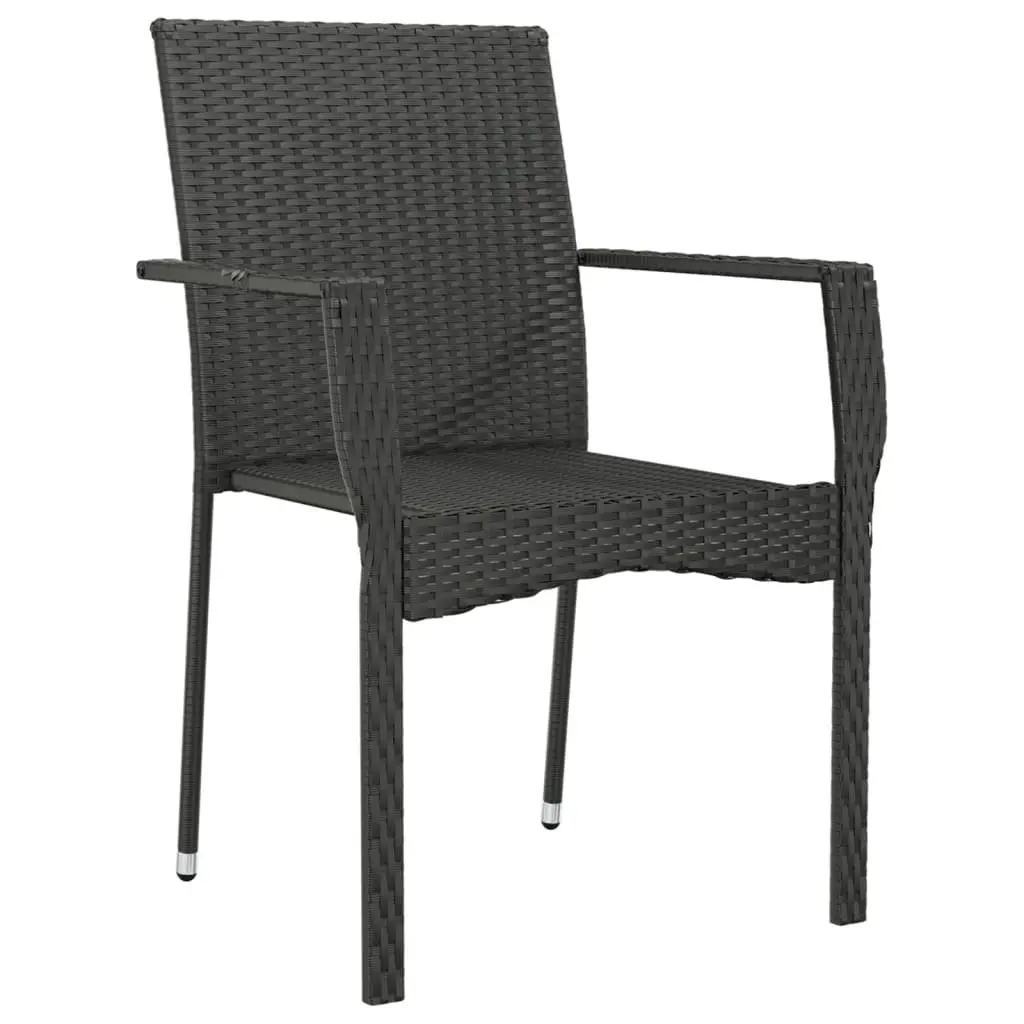 Outdoor Garden Chairs Black 4 Piece Poly Rattan Patio Seating with Cushions