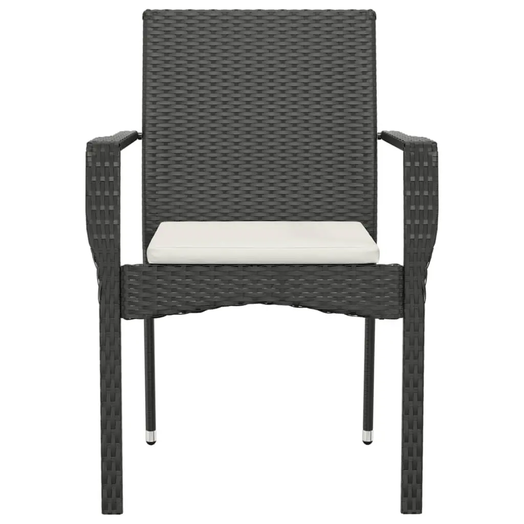 Outdoor Garden Chairs Black 4 Piece Poly Rattan Patio Seating with Cushions