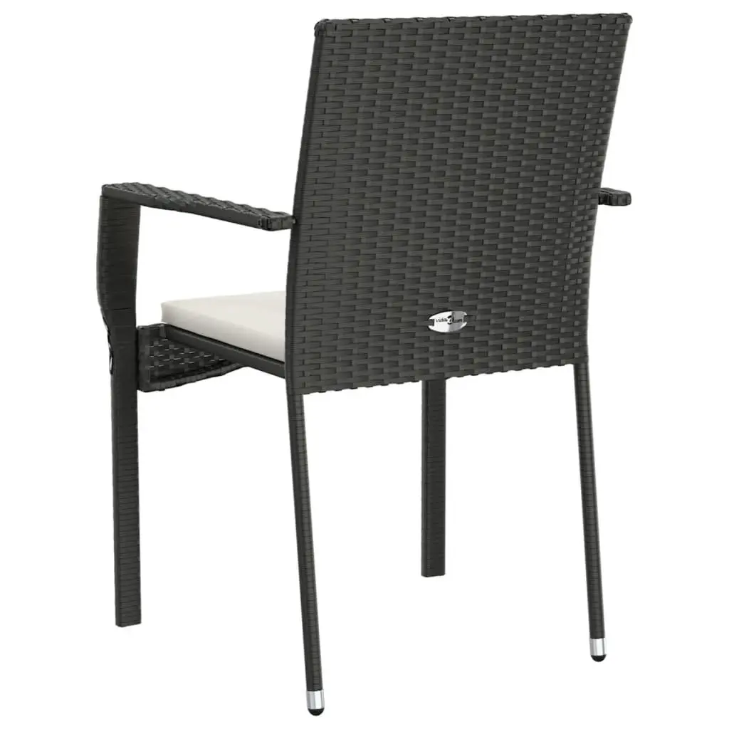 Outdoor Garden Chairs Black 4 Piece Poly Rattan Patio Seating with Cushions