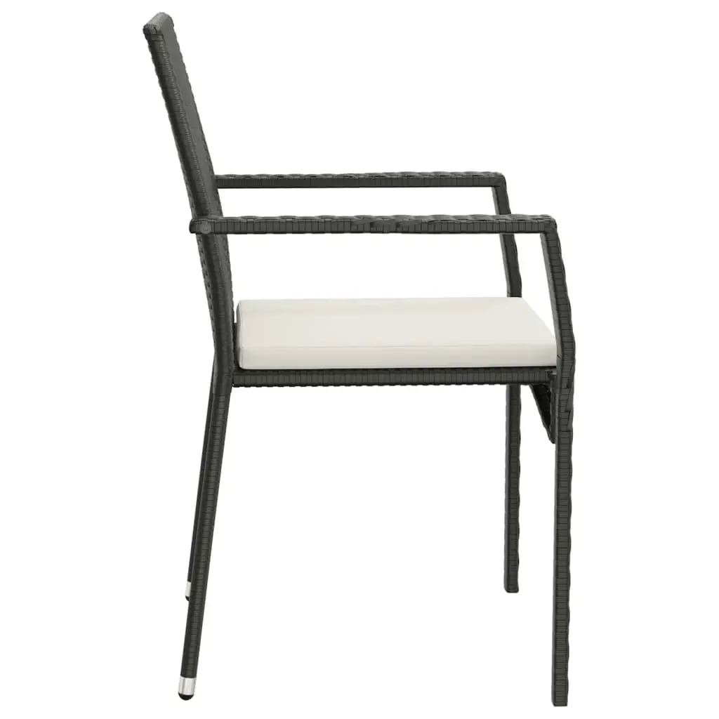 Outdoor Garden Chairs Black 4 Piece Poly Rattan Patio Seating with Cushions
