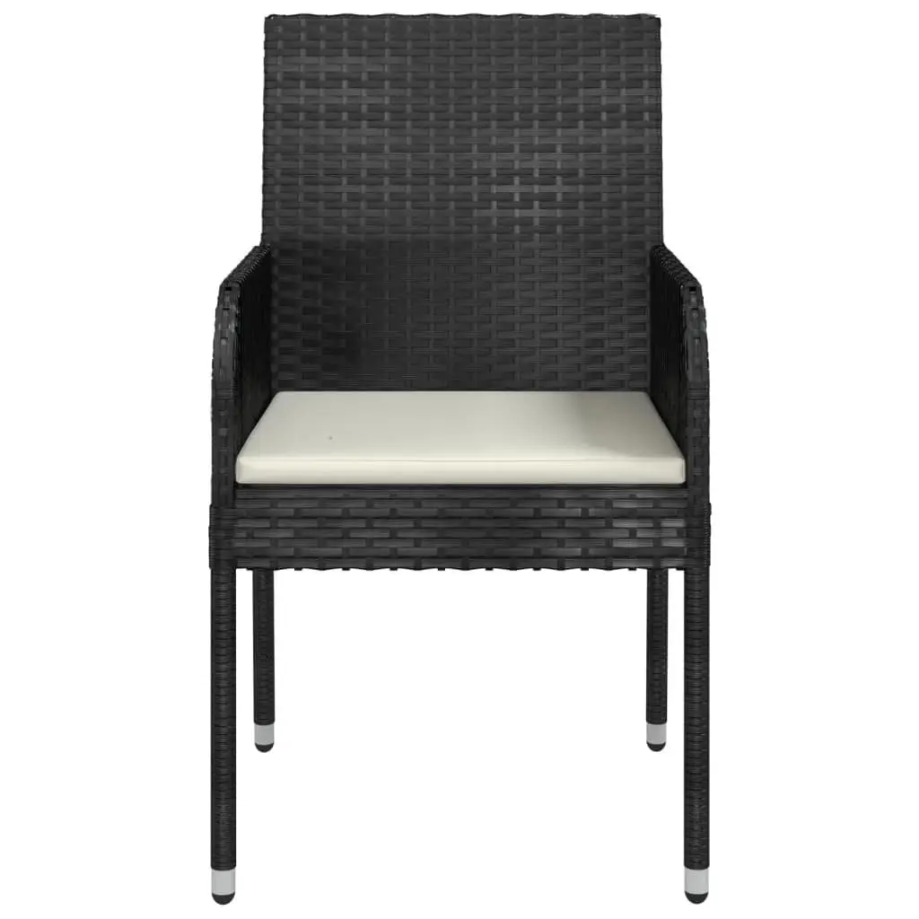 Outdoor Garden Chairs Black Set of 2 with Cushions Poly Rattan Patio Seating