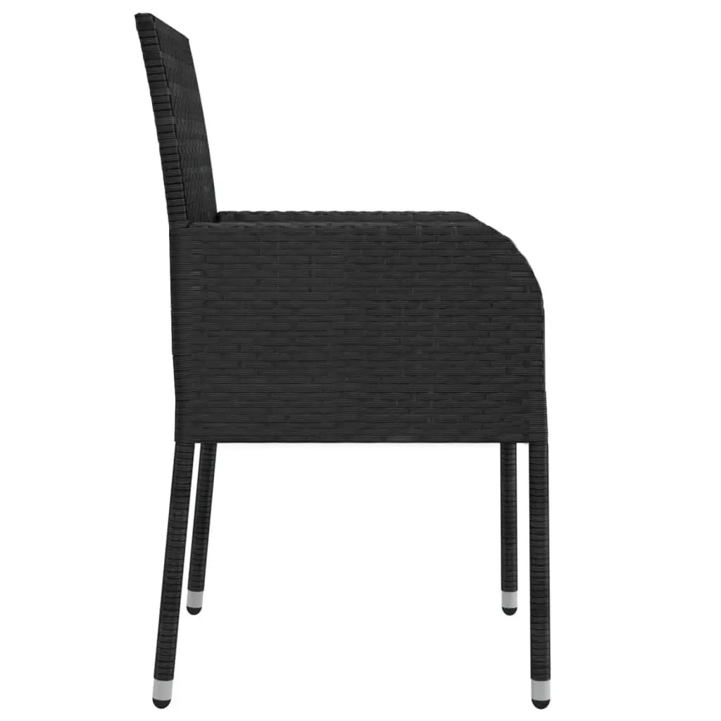Outdoor Garden Chairs Black Set of 2 with Cushions Poly Rattan Patio Seating