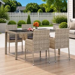 Compact and Reliable 4-Piece Garden Chair Set with Cushions